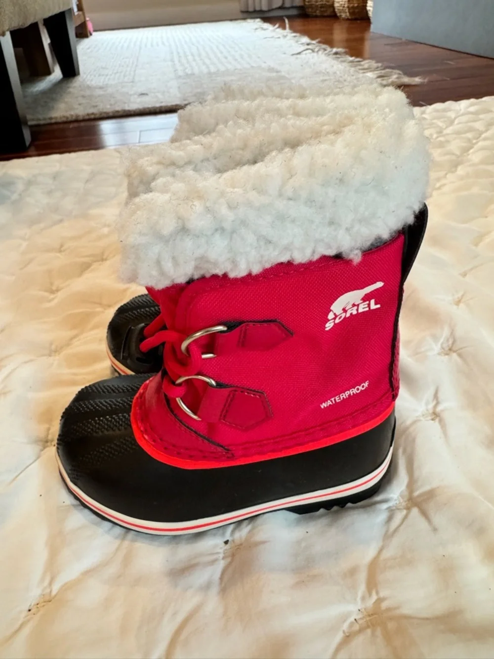 Sorel Kids Pink and Black Fleece-Lined Snow Boots